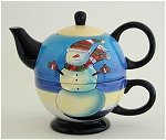 Blue Snowman Tea For One